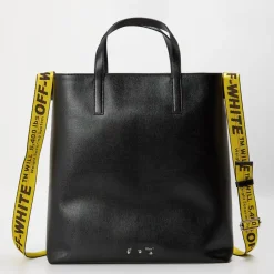 Bags*Off White Bunder Tote with Detachable Strap in Multi