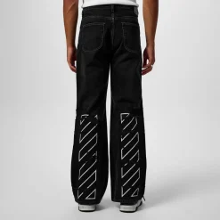 Jeans*Off White Diagonal Flared Jeans in Black