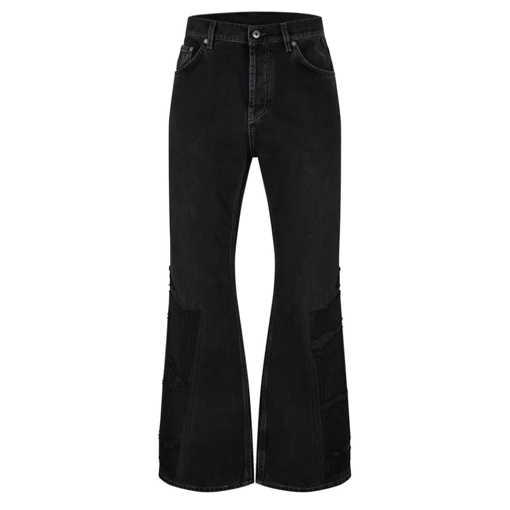 Jeans*Off White Diagonal Flared Jeans in Black
