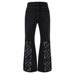 Jeans*Off White Diagonal Flared Jeans in Black