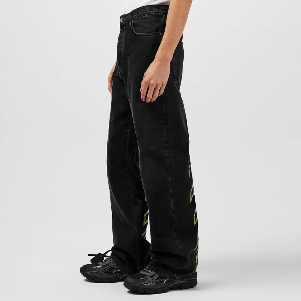 Jeans*Off White Diagonals Relax Jeans in Black