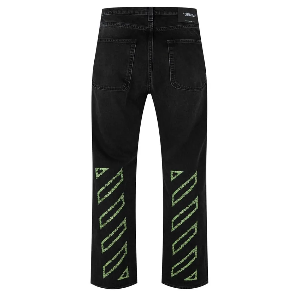 Jeans*Off White Diagonals Relax Jeans in Black
