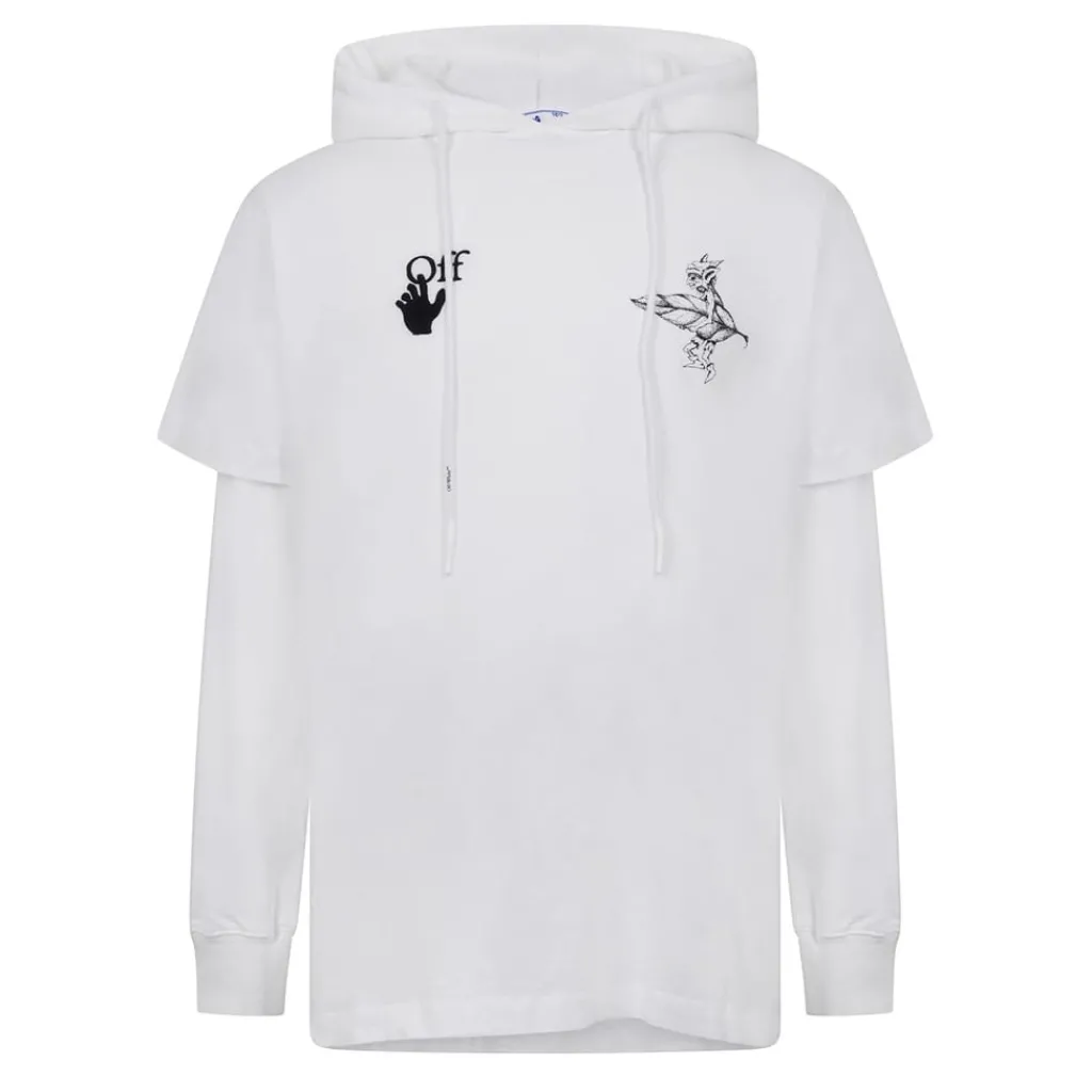 Hoodies*Off White Elivated Large Genie Hooded Sweatshirt in White