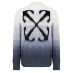 Knitwear*Off White Mohair Relaxed Fit Crew Neck Sweater in Grey