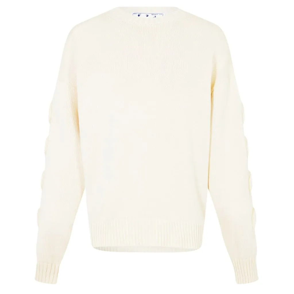 Knitwear*Off White Off 3d Diag Knit Crw in Beige