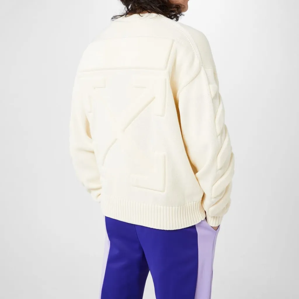 Knitwear*Off White Off 3d Diag Knit Crw in Beige