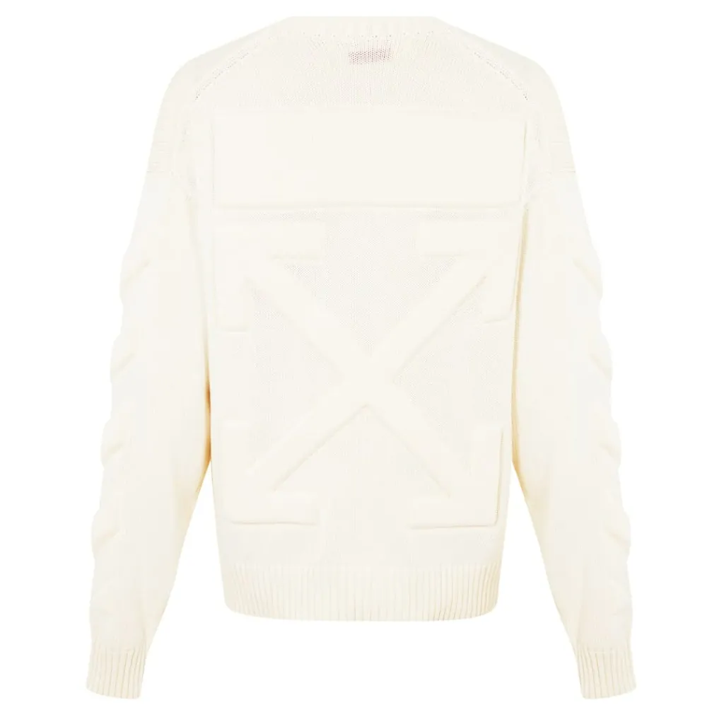 Knitwear*Off White Off 3d Diag Knit Crw in Beige