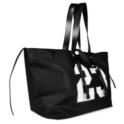 Bags*Off White Off Mesh Tote in Black