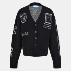 Knitwear*Off White Off Varsity Cardi in Black