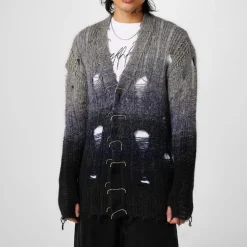 Knitwear*Off White Punk Degradé Cardigan in Grey
