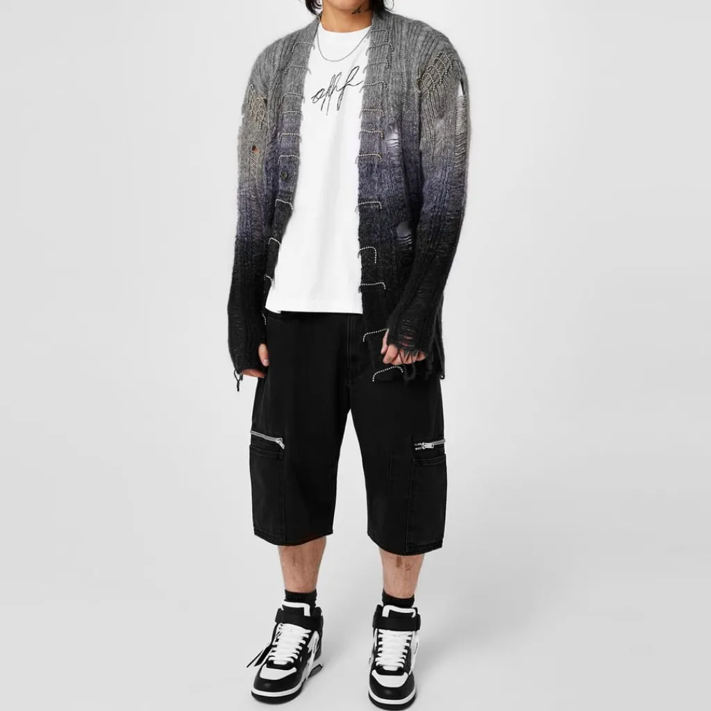 Knitwear*Off White Punk Degradé Cardigan in Grey