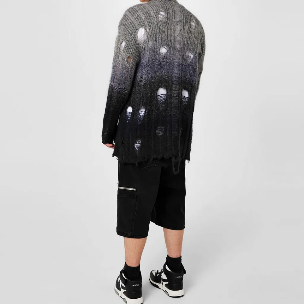 Knitwear*Off White Punk Degradé Cardigan in Grey