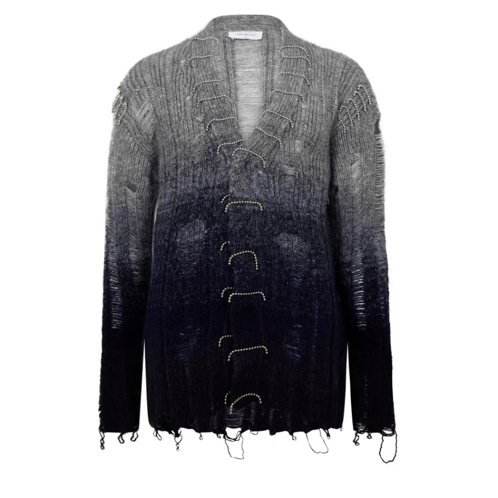 Knitwear*Off White Punk Degradé Cardigan in Grey
