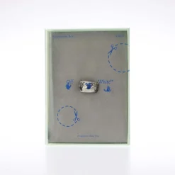 Jewellery-Watches|Gifts*Off White Swimming Logo Ring in Silver black