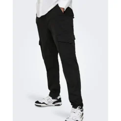 Trousers*Only and Sons Dean Regular Fit Cargo Combat Pants in Black