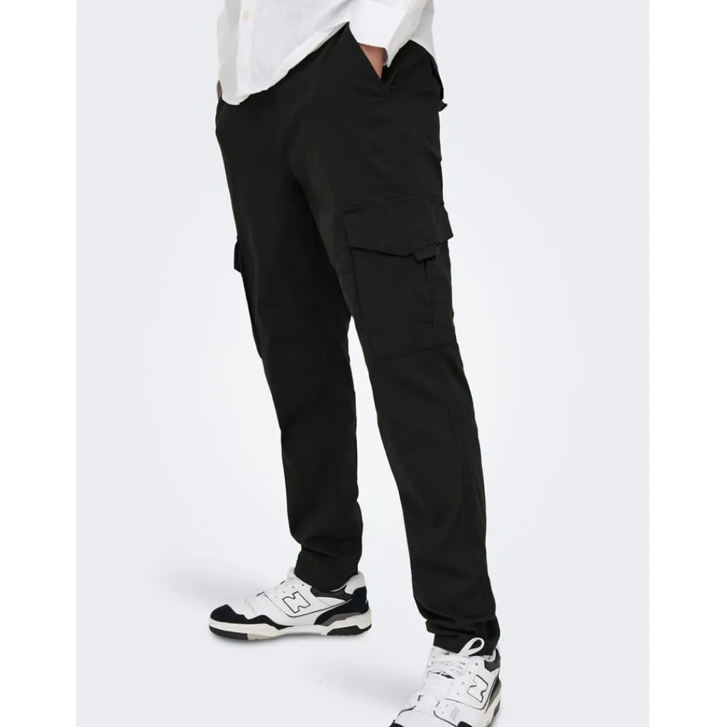 Trousers*Only and Sons Dean Regular Fit Cargo Combat Pants in Black