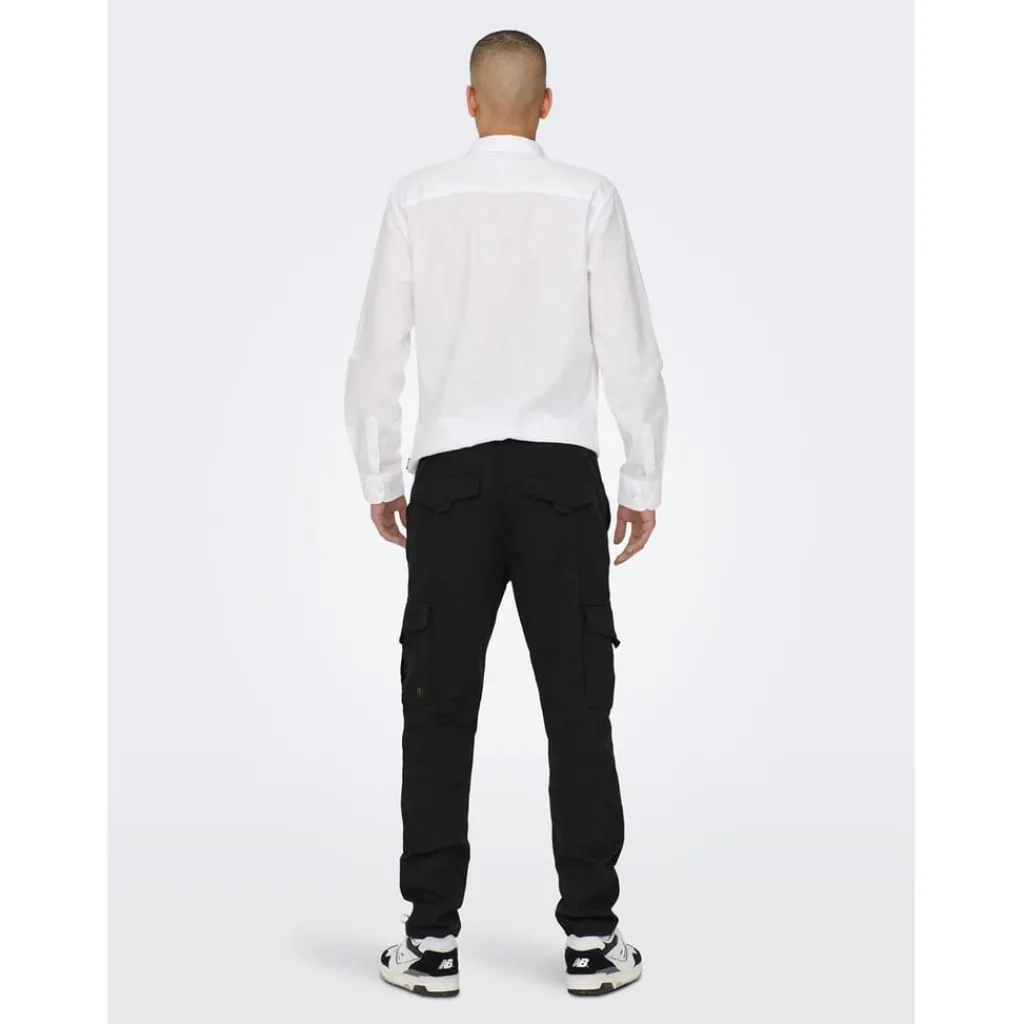 Trousers*Only and Sons Dean Regular Fit Cargo Combat Pants in Black