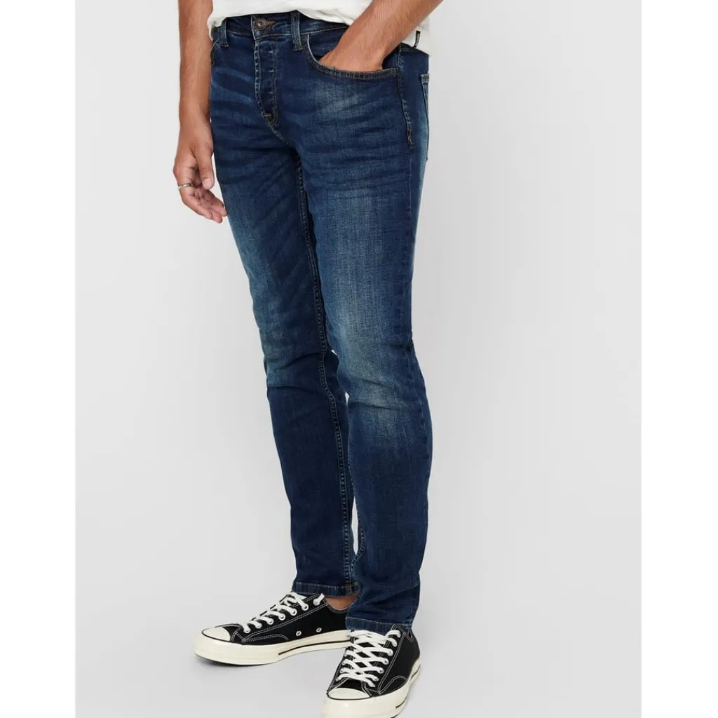 Jeans*Only and Sons Pim Tapered Five Pocket Jean in Blue