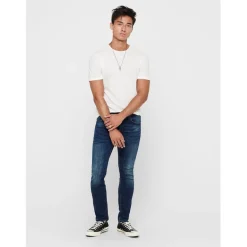 Jeans*Only and Sons Pim Tapered Five Pocket Jean in Blue