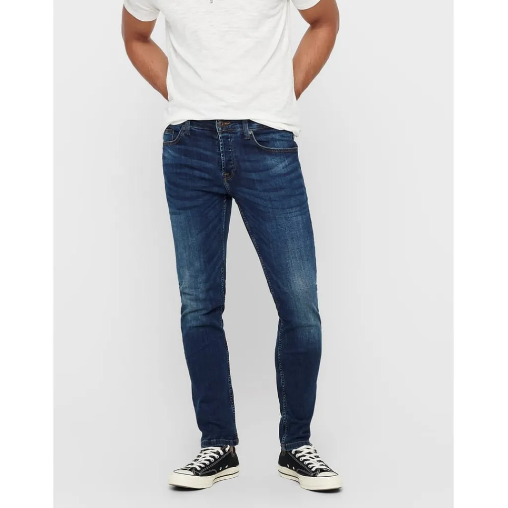Jeans*Only and Sons Pim Tapered Five Pocket Jean in Blue