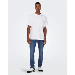 Jeans*Only and Sons Tapered Fit Five Pocket Jean in Blue