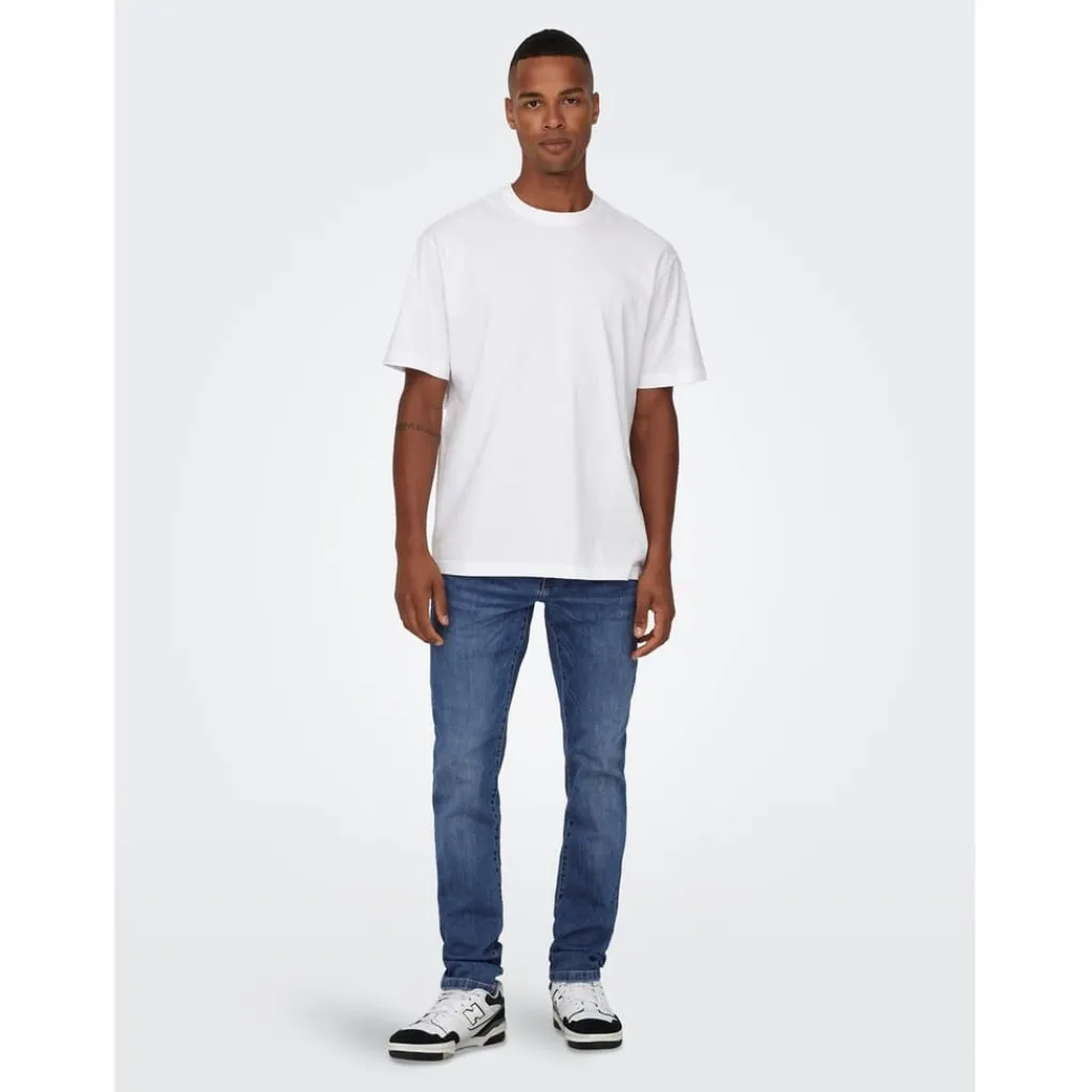 Jeans*Only and Sons Tapered Fit Five Pocket Jean in Blue