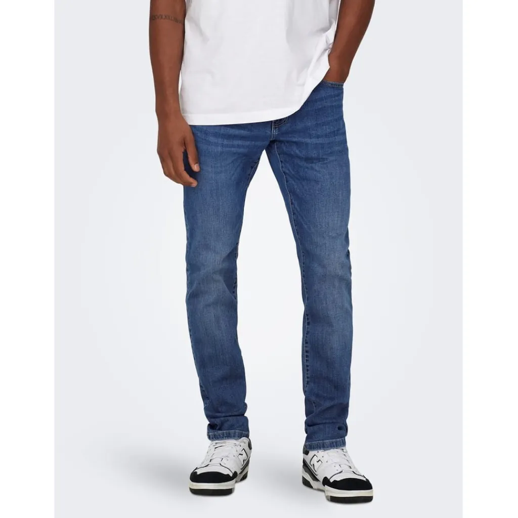 Jeans*Only and Sons Tapered Fit Five Pocket Jean in Blue