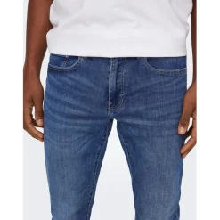 Jeans*Only and Sons Tapered Fit Five Pocket Jean in Blue