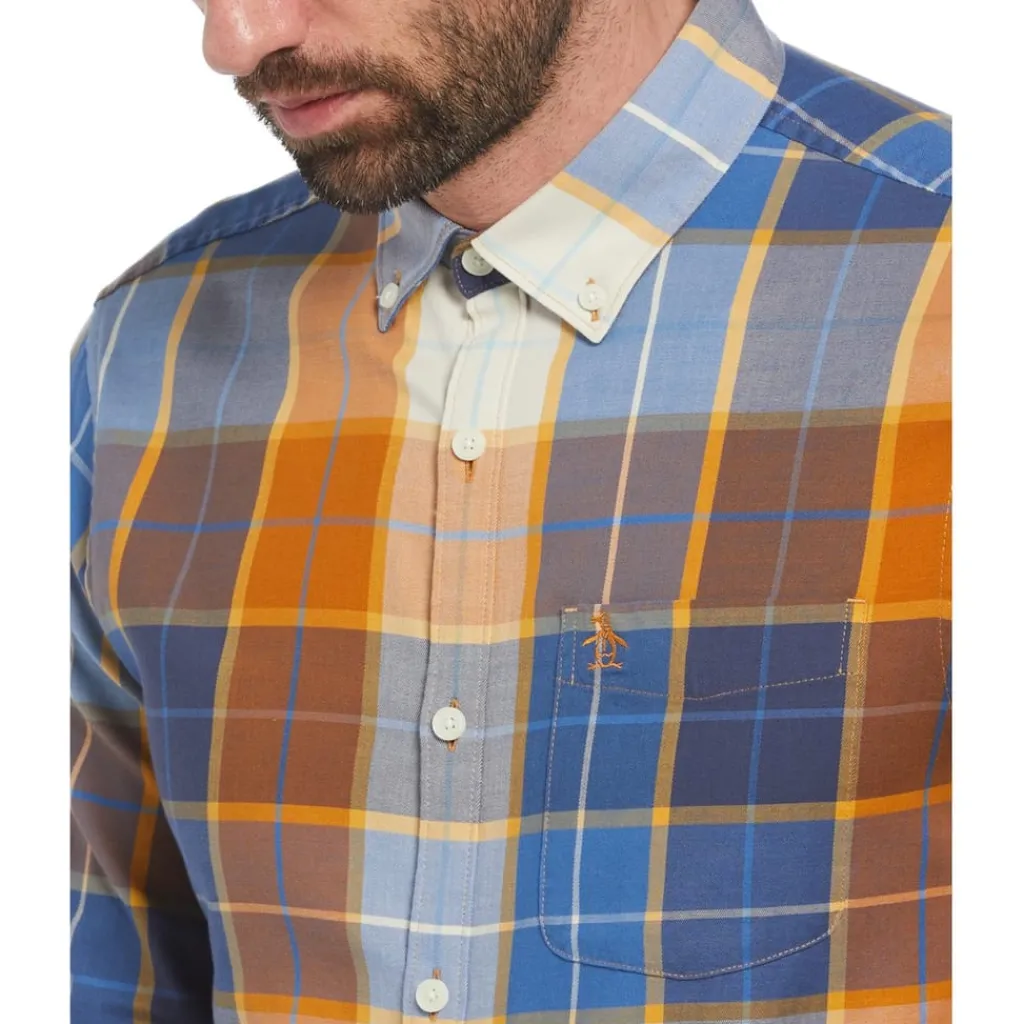 Shirts*Original Penguin Long Sleeve Regular Fit Shirt in Brown