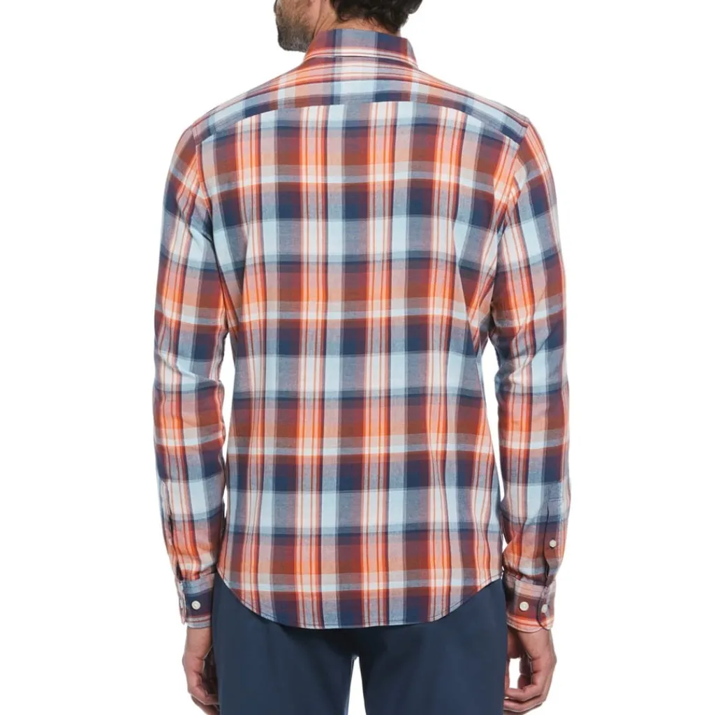 Shirts*Original Penguin Plaid Regular Fit Long Sleeve Shirt in Blue