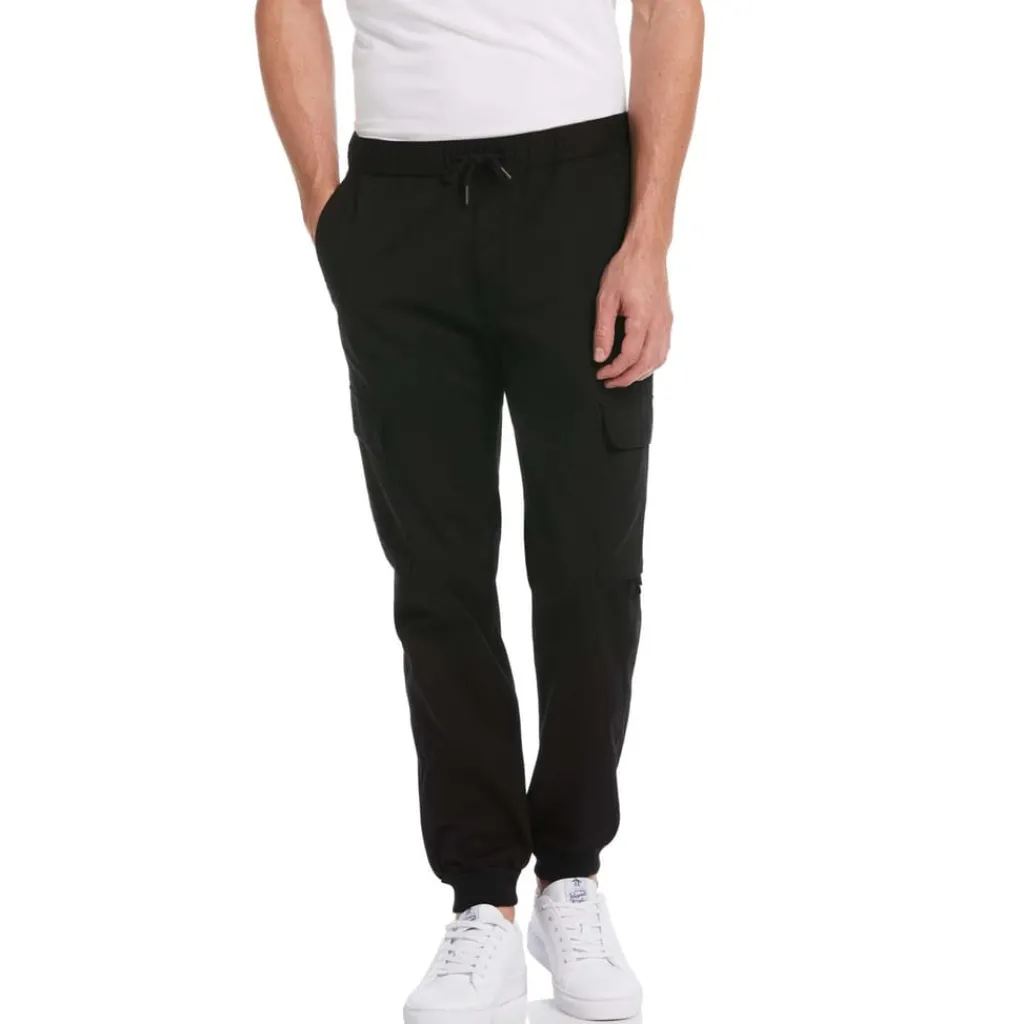 Trousers*Original Penguin Tapered Fit Drawstring Cargo Pants in Black