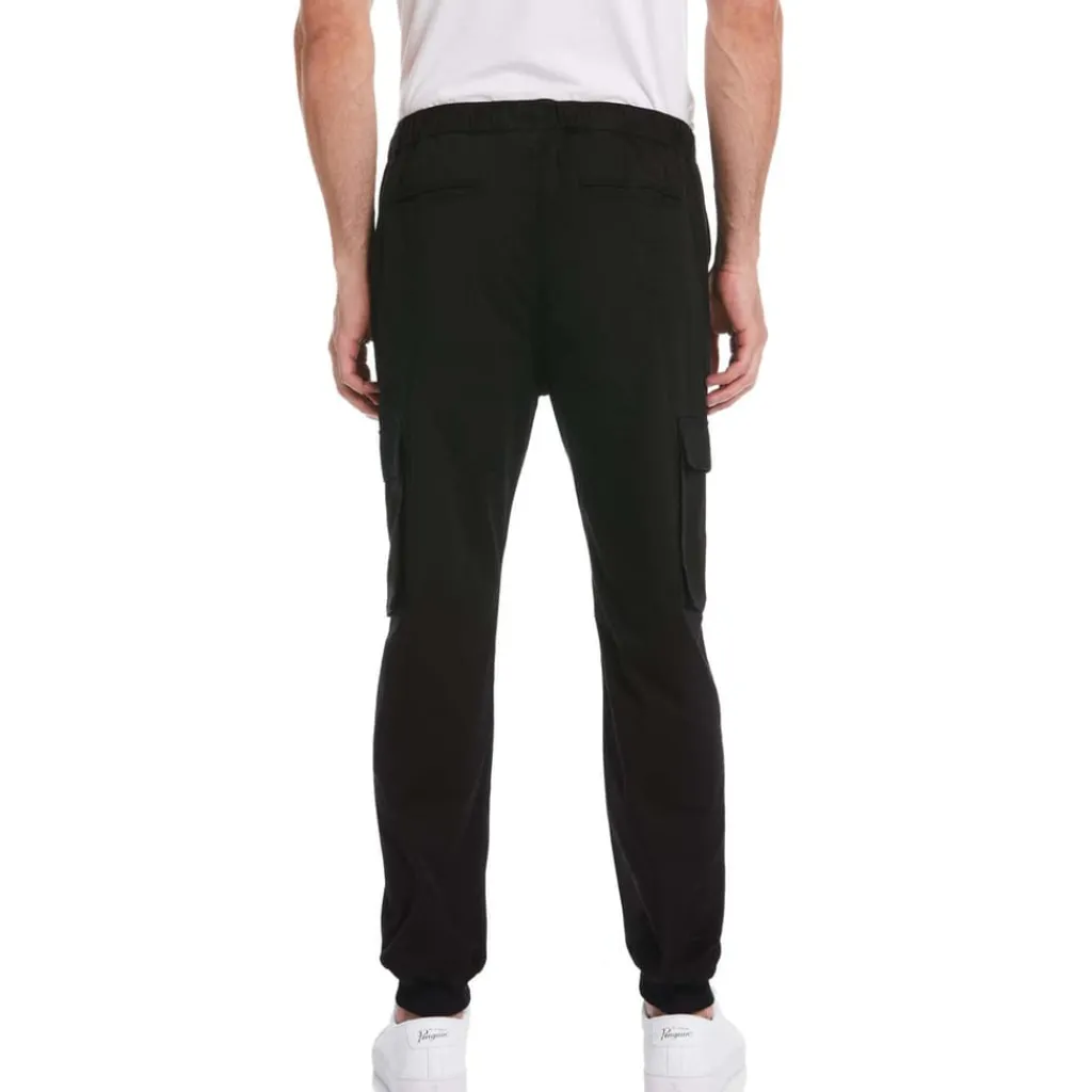 Trousers*Original Penguin Tapered Fit Drawstring Cargo Pants in Black