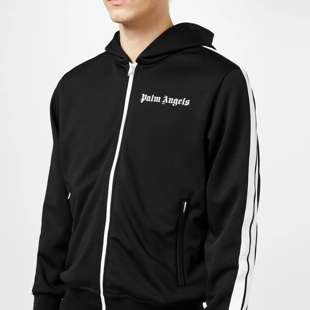 Tracksuits*Palm Angels Side Stripe Logo Hoodie in Black