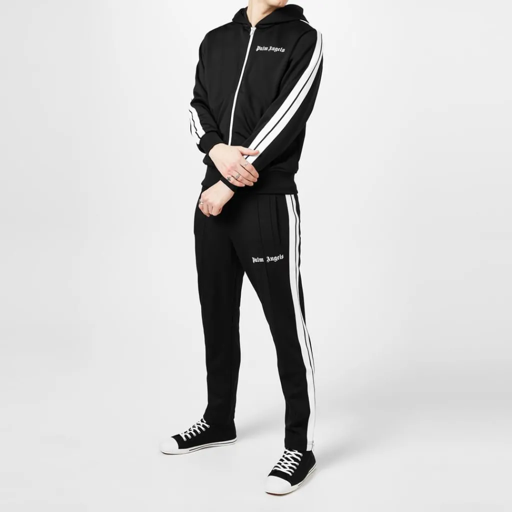 Tracksuits*Palm Angels Side Stripe Logo Hoodie in Black