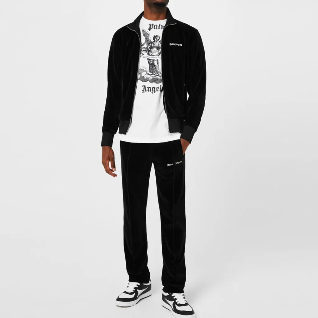 Tracksuits*Palm Angels Velvet Track Pant in Black