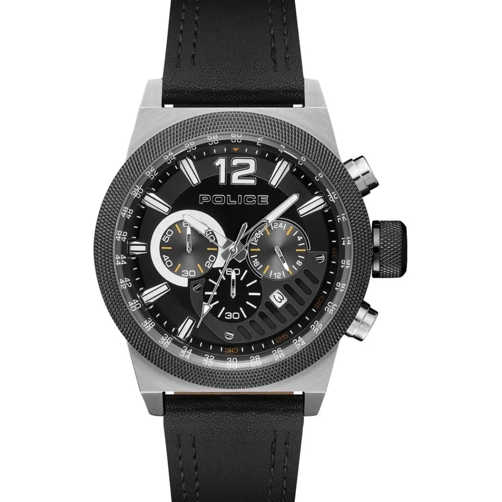 Jewellery-Watches*Philipp Plein Black Leather Strap With Black Multi Dial Watch in Black