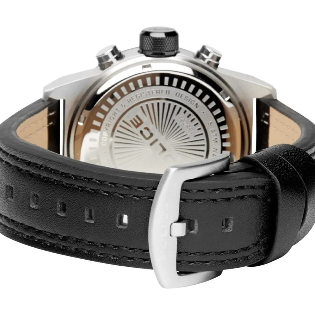 Jewellery-Watches*Philipp Plein Black Leather Strap With Black Multi Dial Watch in Black
