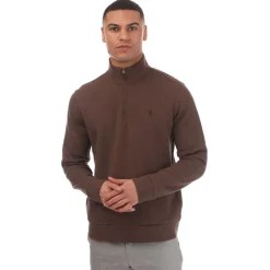 Knitwear*Polo Ralph Lauren Double Knit Mesh Quarter-Zip Jumper in Brown