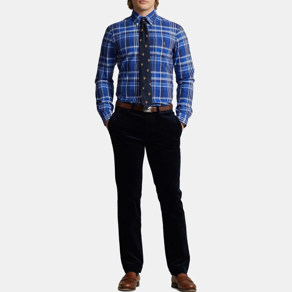 Shirts*Polo Ralph Lauren Fit Plaid Oxford Shirt in Blue