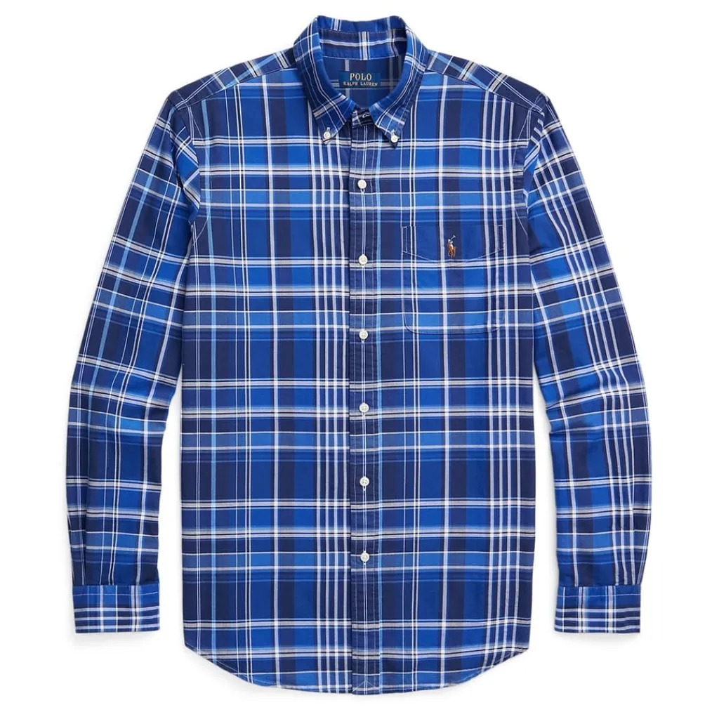 Shirts*Polo Ralph Lauren Fit Plaid Oxford Shirt in Blue