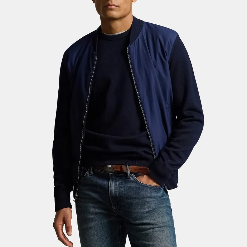 Knitwear*Polo Ralph Lauren Hybrid Bomber Jacket in Blue