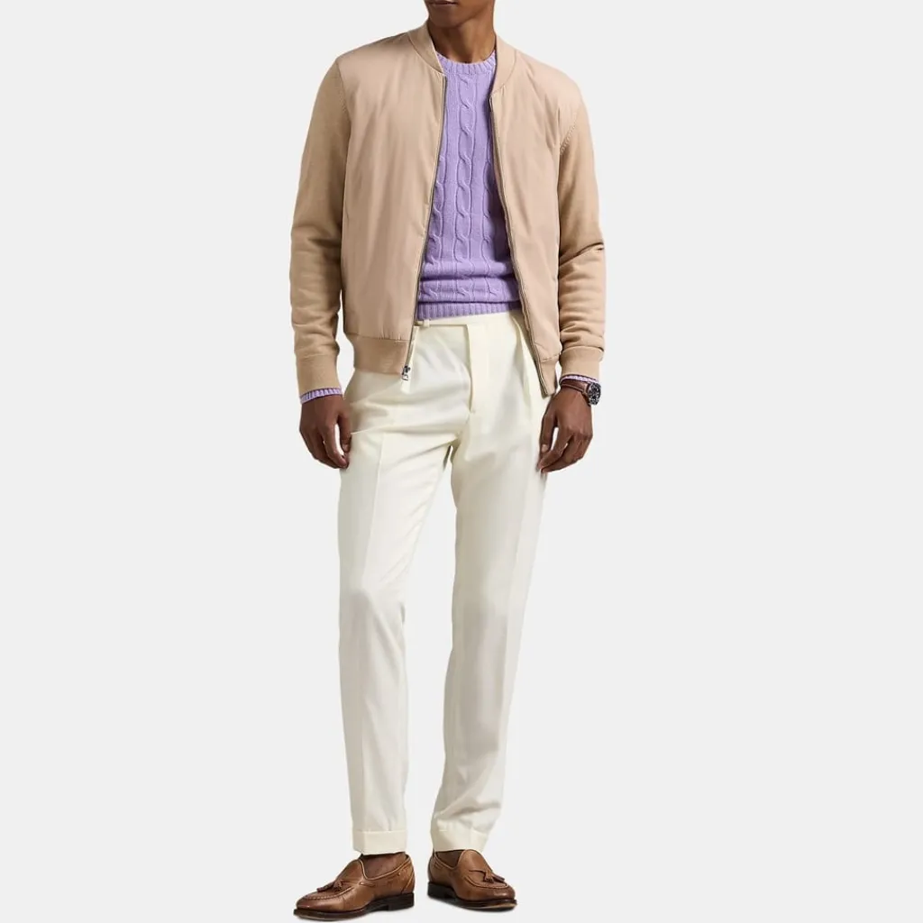 Knitwear*Polo Ralph Lauren Hybrid Wool Bomber Jacket in Beige