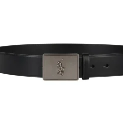 Belts*Polo Ralph Lauren Plaque Leather Belt in Black