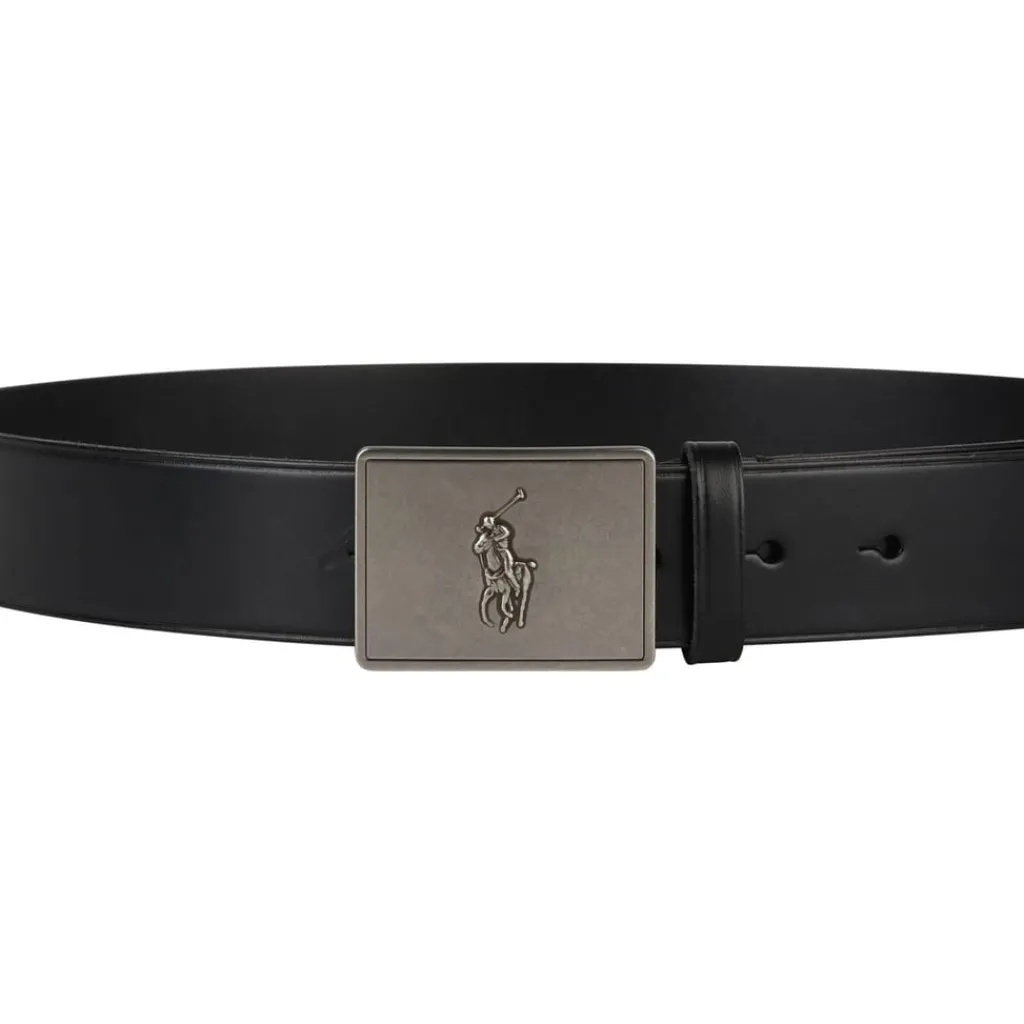 Belts*Polo Ralph Lauren Plaque Leather Belt in Black