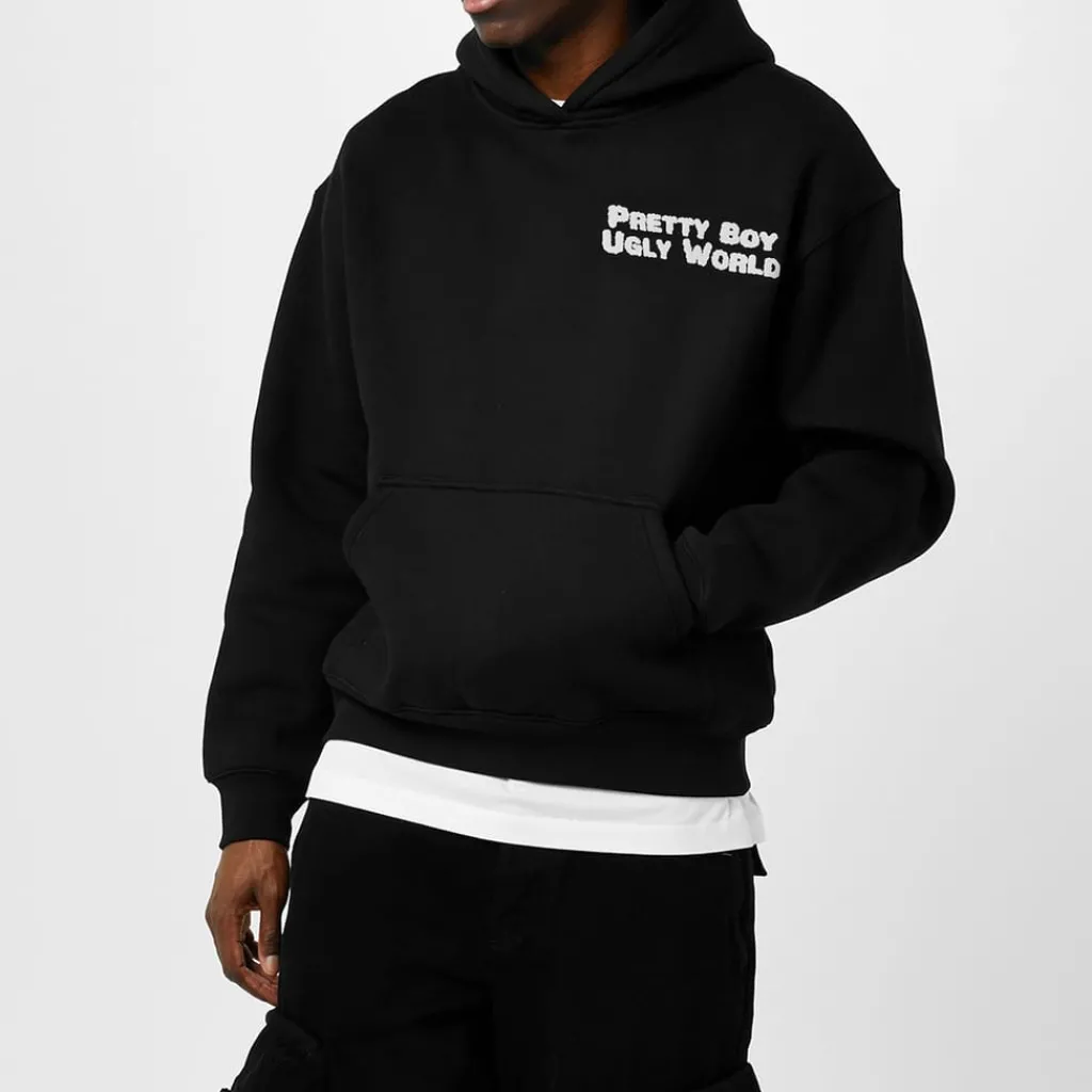 Hoodies*Pretty Boy Ugly World World Hoodie in Black