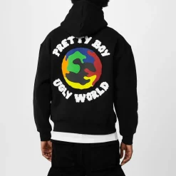 Hoodies*Pretty Boy Ugly World World Hoodie in Black