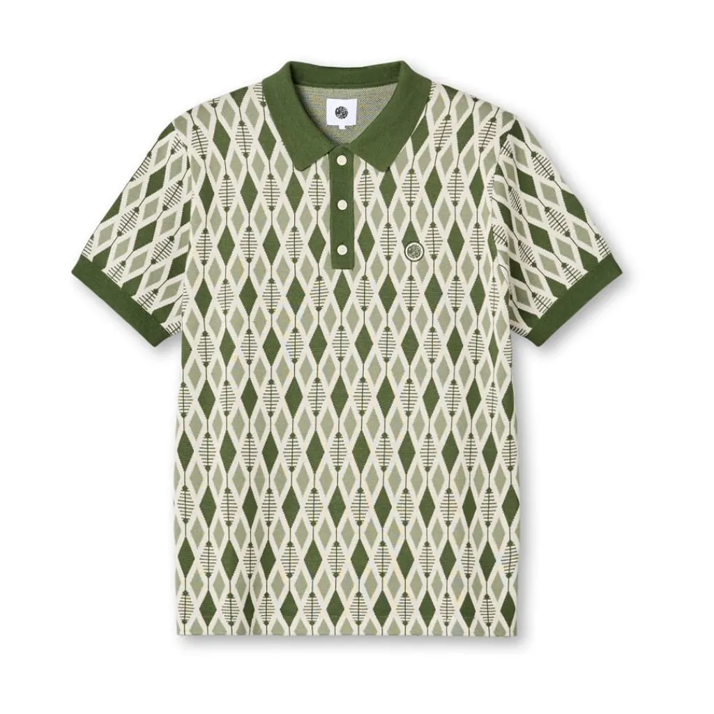 Polo Shirts*Pretty Green Knit Regular Fit Short Sleeve Shirt in Green