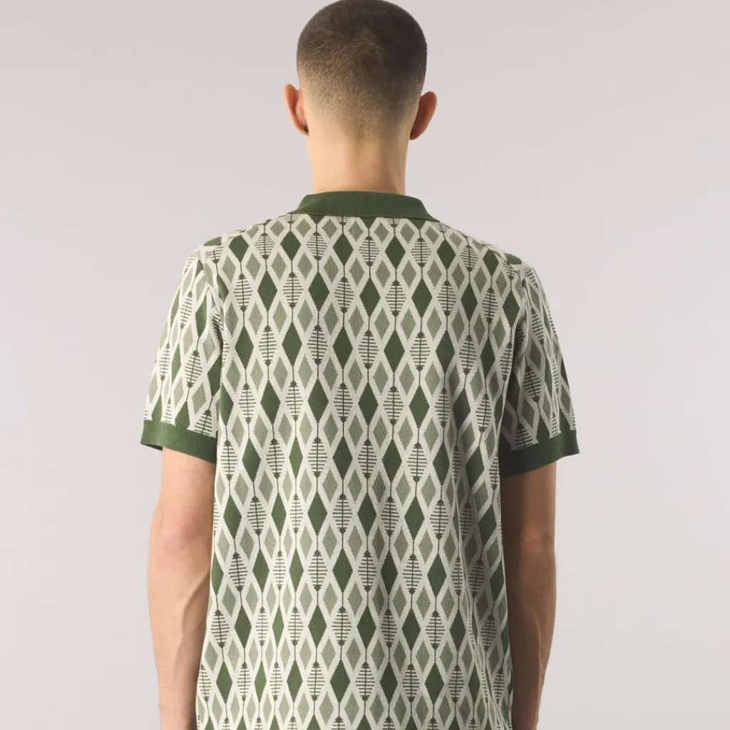 Polo Shirts*Pretty Green Knit Regular Fit Short Sleeve Shirt in Green