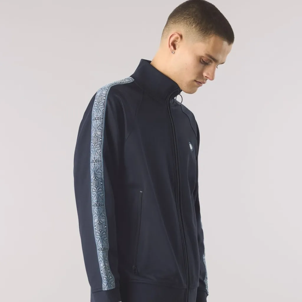 Tracksuits*Pretty Green Mock Neck Regular Fit Athletic Top in Blue