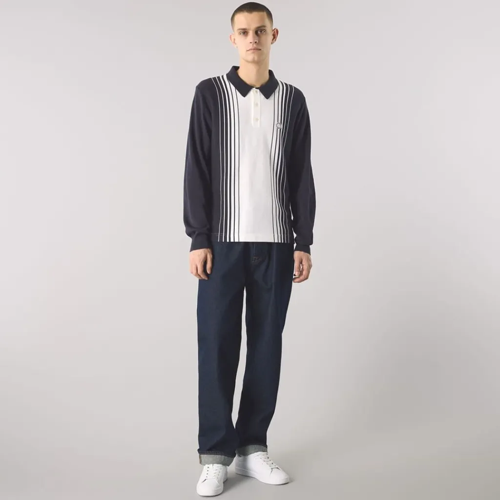 Knitwear*Pretty Green Regular Fit Long Sleeve Polo in Blue